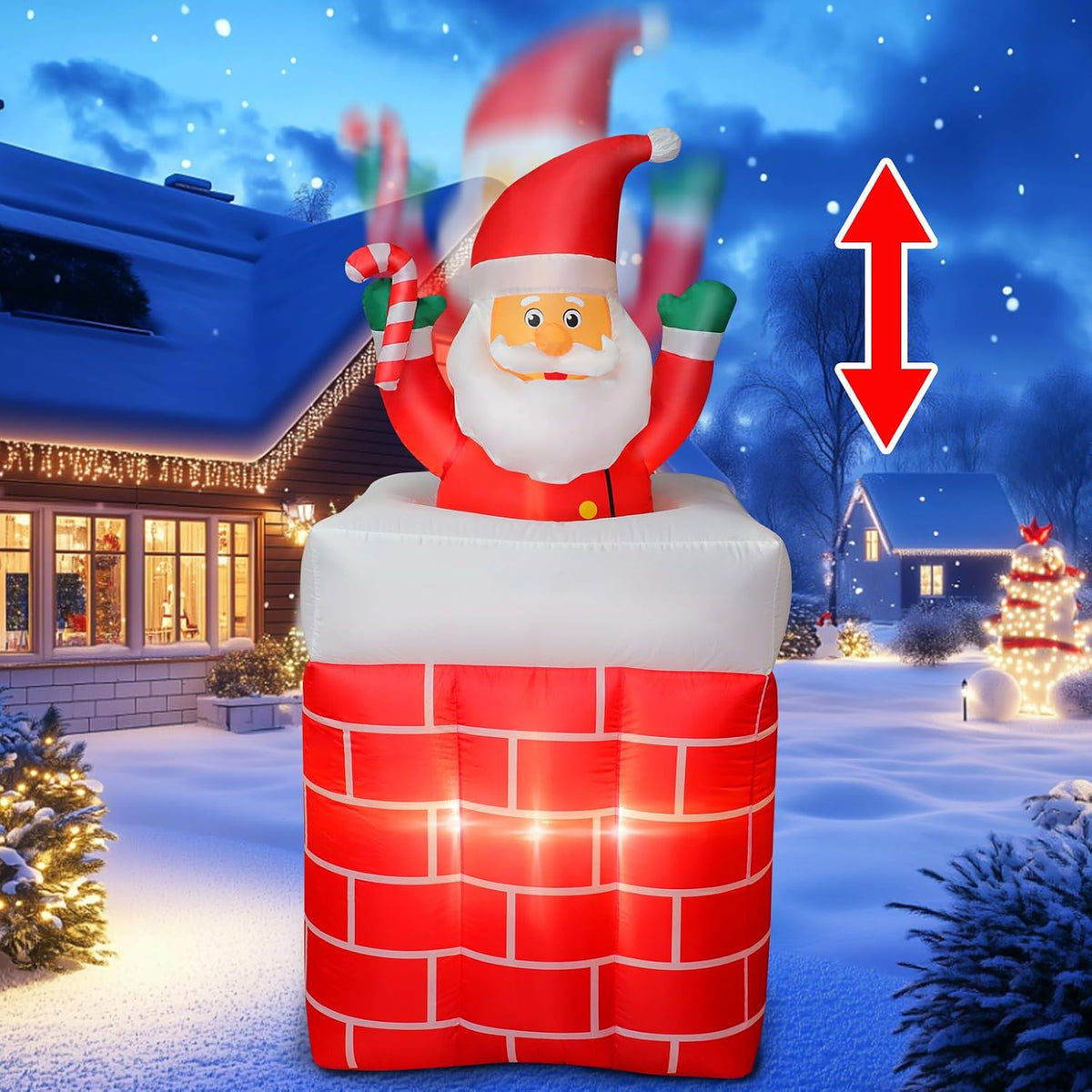 6 ft Inflatable Santa in Chimney, Christmas outdoor decoration