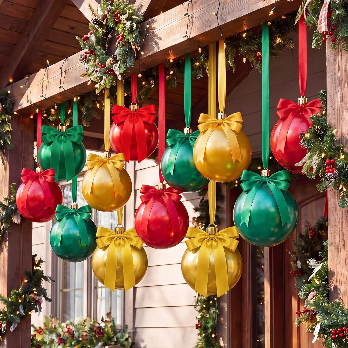 12 in Inflatable Ornament Balls, 12 Pack, Christmas outdoor decoration