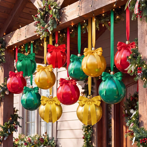 12 Set 12'' Large Christmas Inflatable Balls Ornament Ceiling Outdoor Decor / Christmas Ball Ornaments with