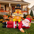 5 ft Inflatable Turkey Stopping Santa, Thanksgiving outdoor decoration